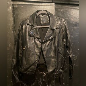 Faux leather moto jacket